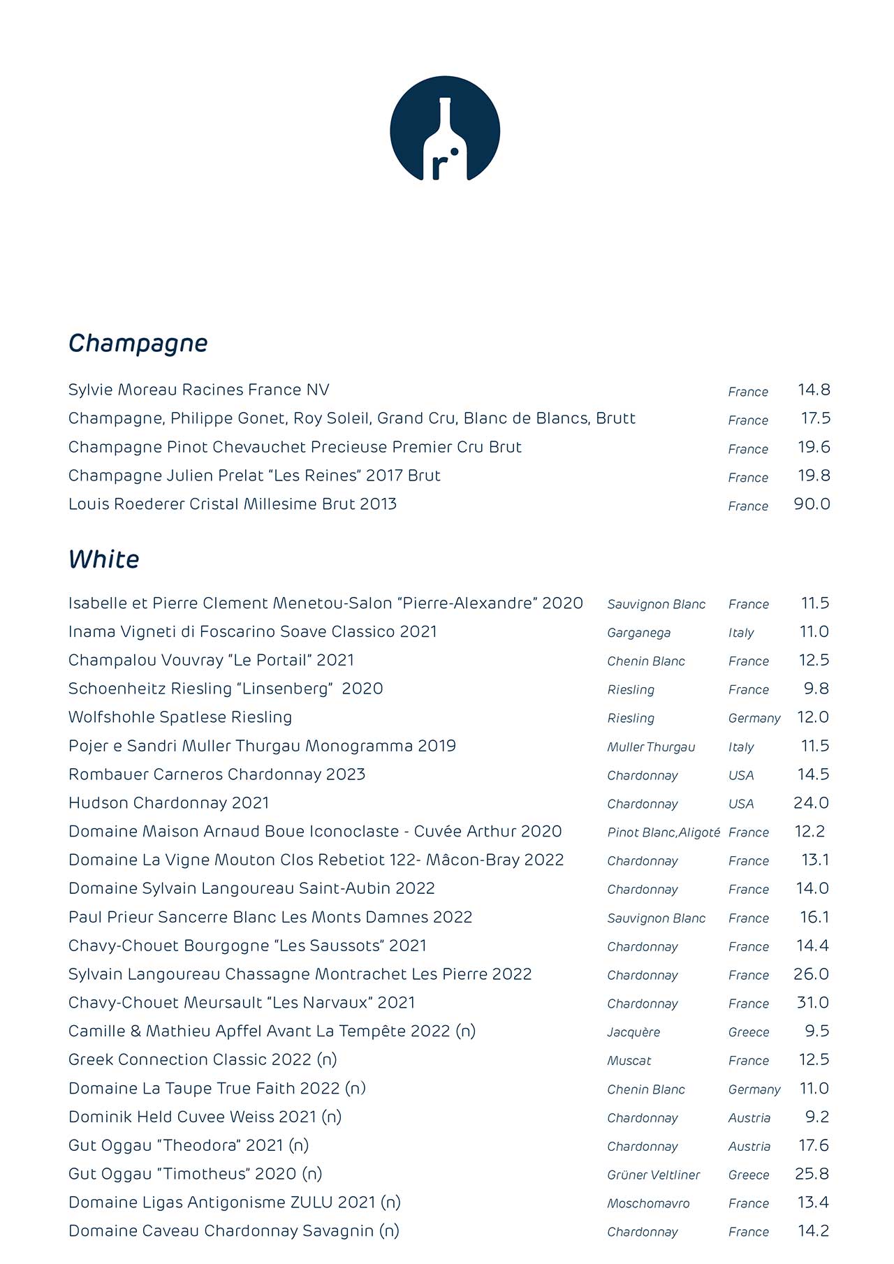 menu