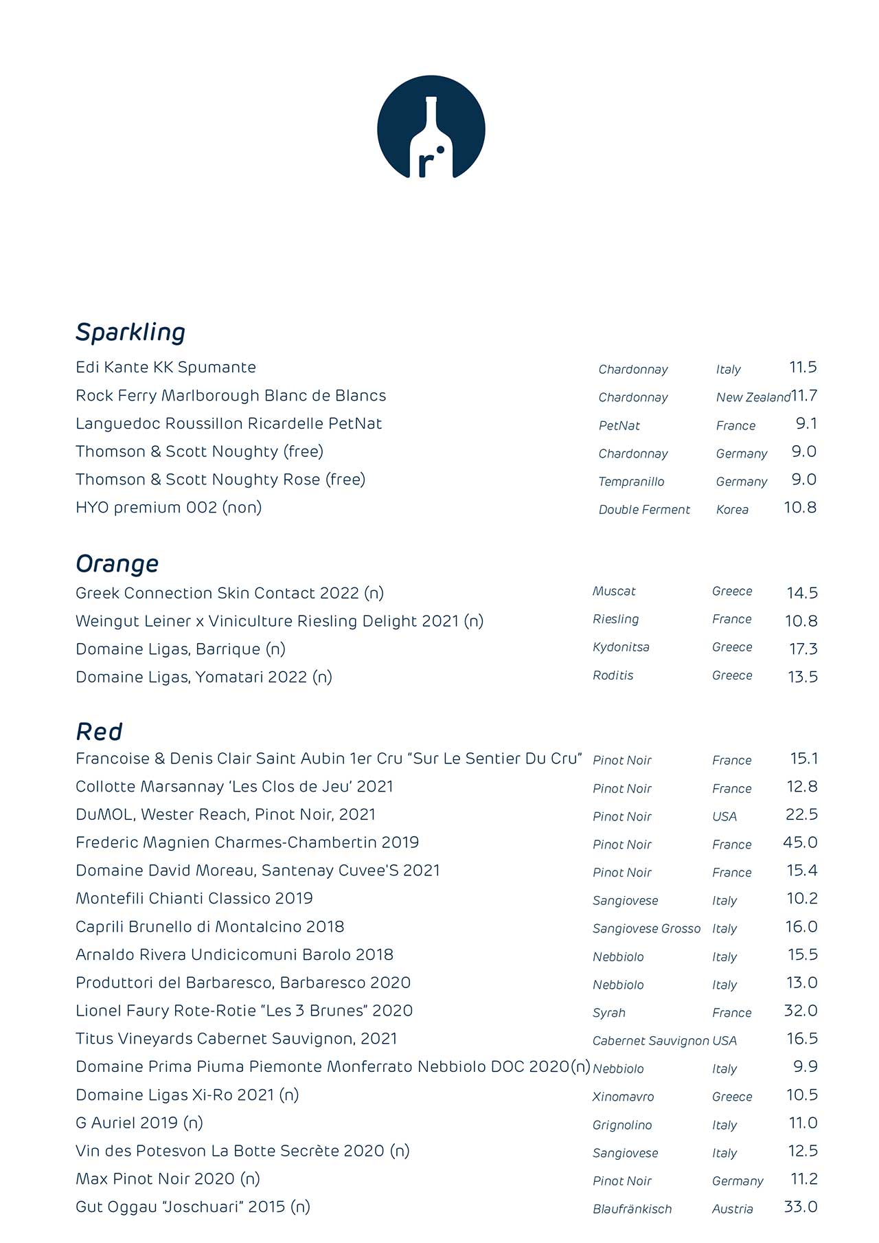 menu