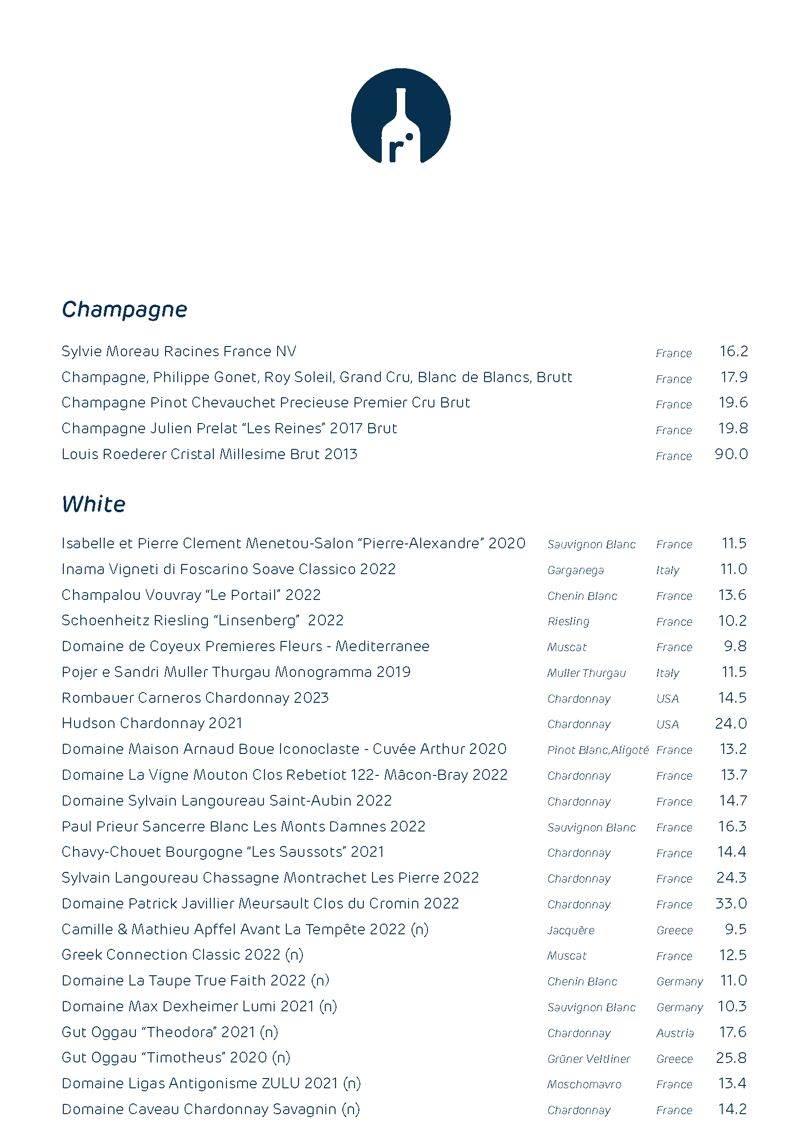 menu