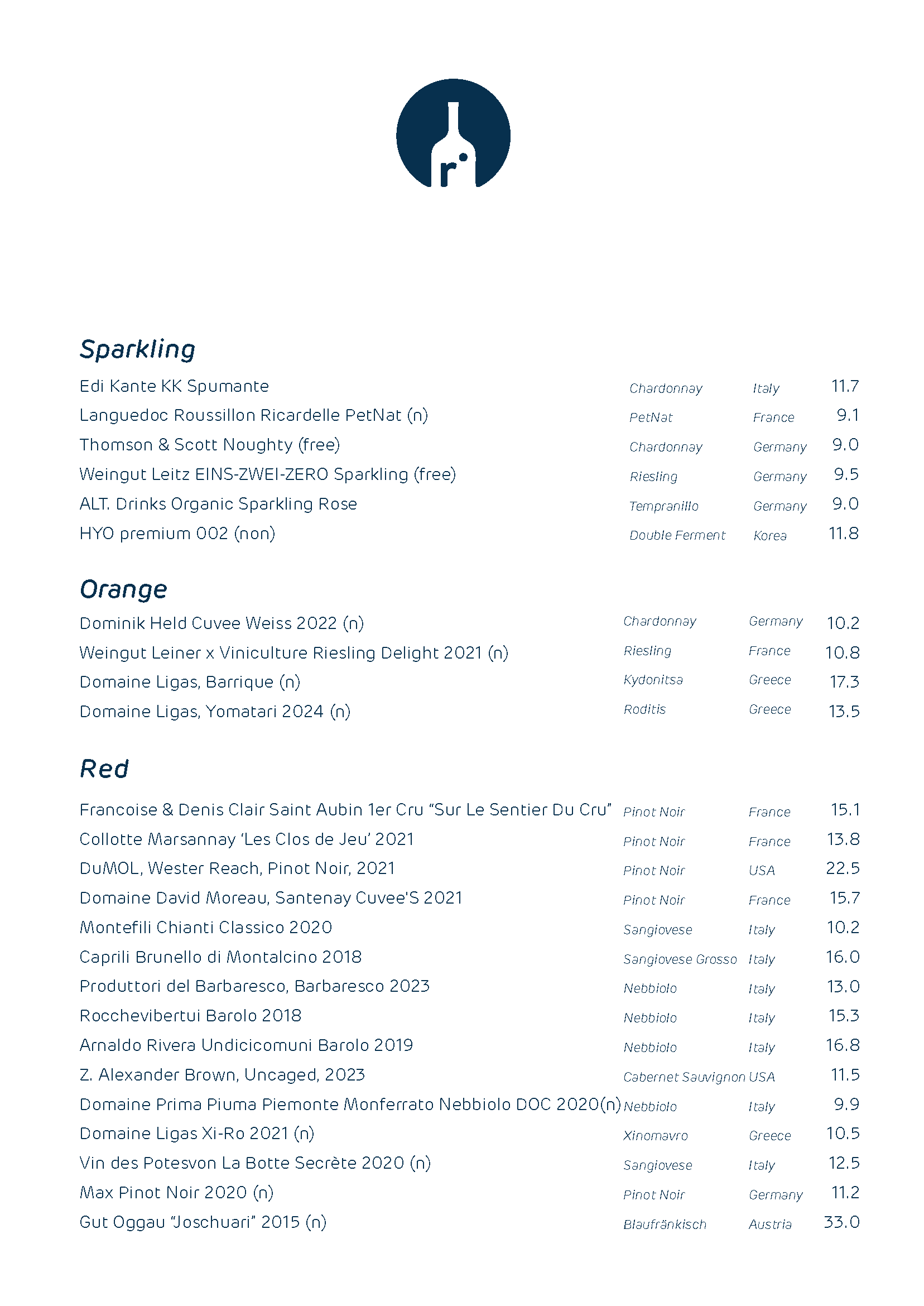 menu